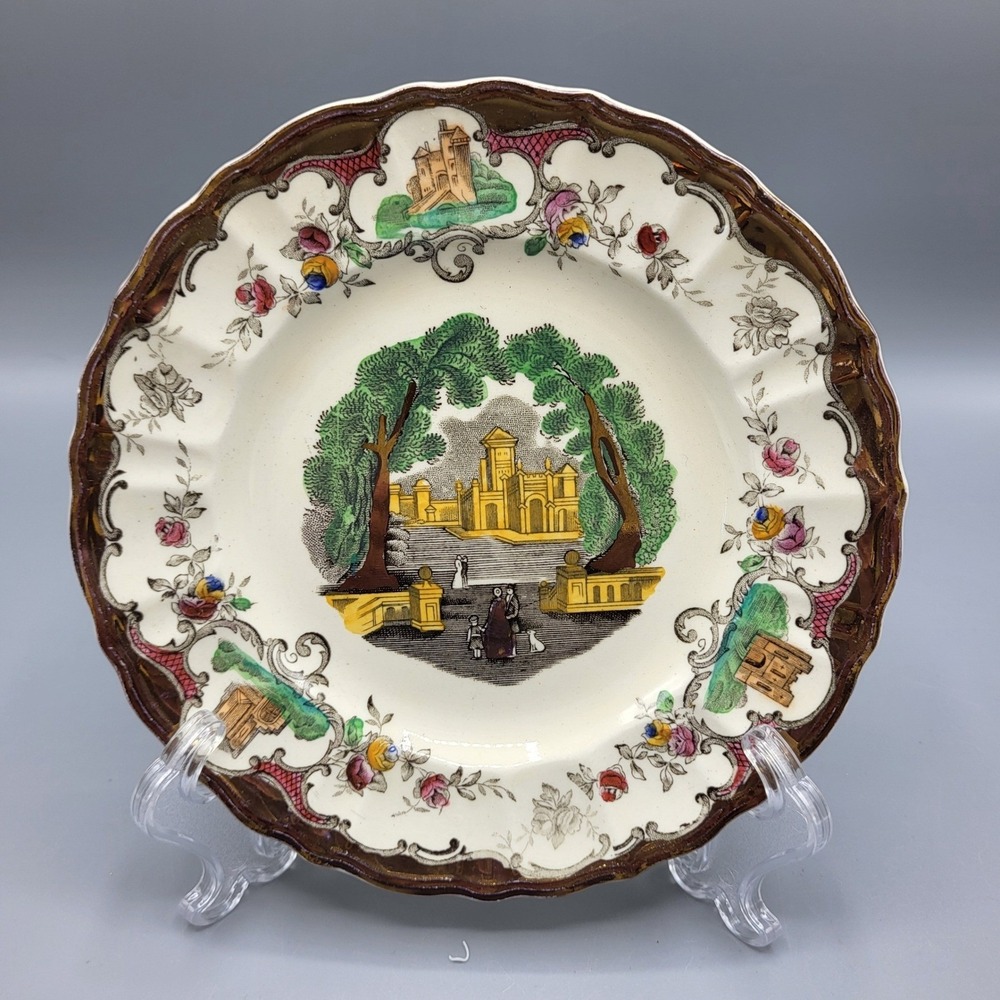 Vtg Masons Leeds England 1982 Plate England 6.5" Multicolor Castle Scenic Floral